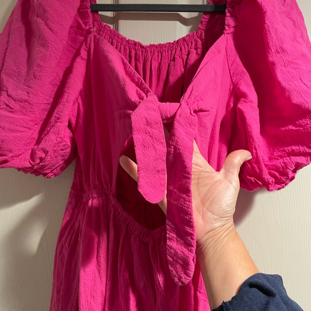 Anthropologie Maeve Dress. 1X. Pink. Puff sleeve. - Picture 9 of 13